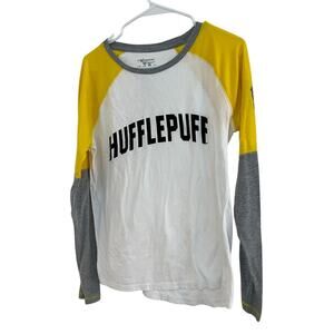 Harry Potter Hufflepuff Unisex Long Sleeve T-Shirt w/Crest Size Large Hogwarts